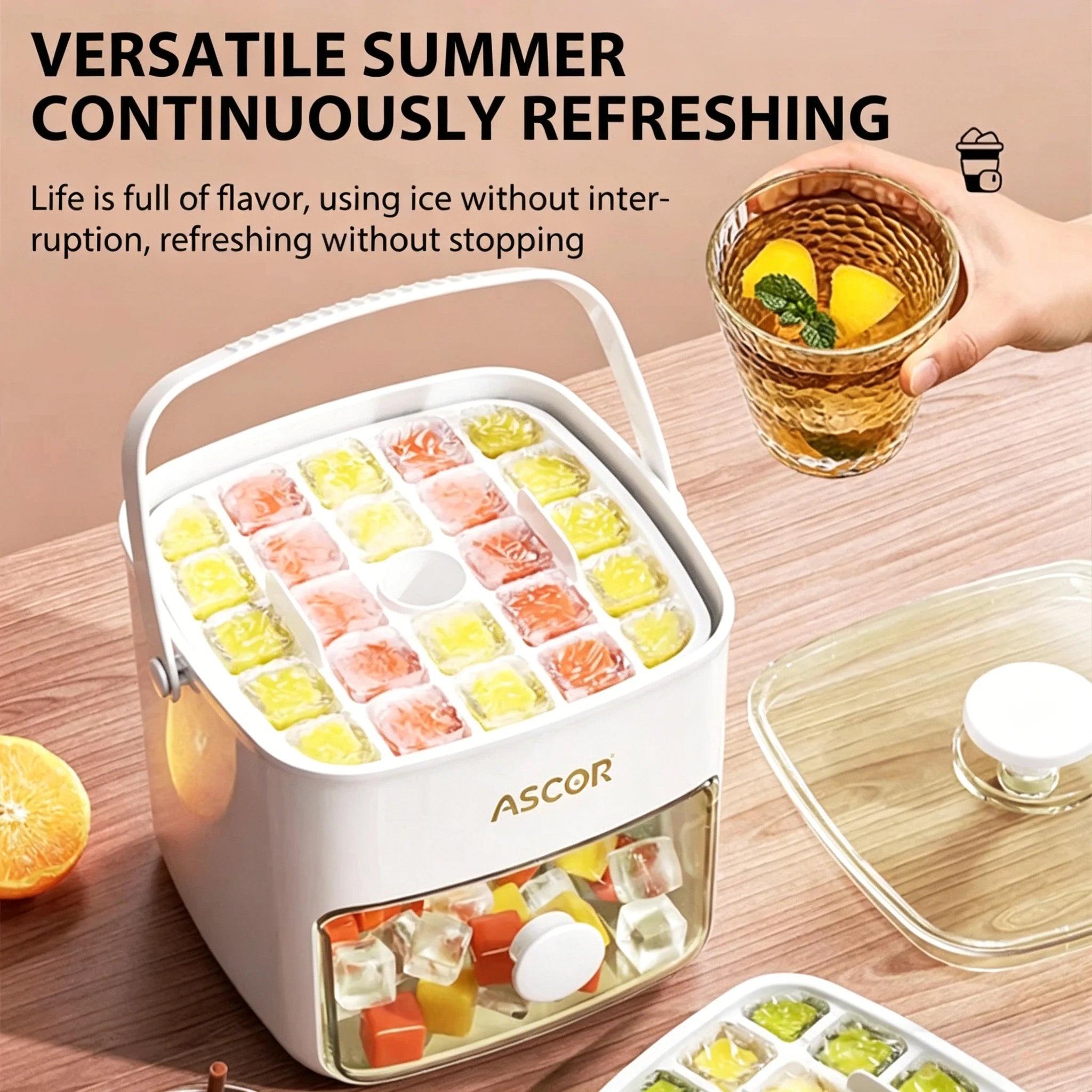 Double Layer Ice Cube Maker Press Ice Ball Mold Ice Tray with Storage Box Refrigerator Homemade DIY Ice Maker for Home Kitchen