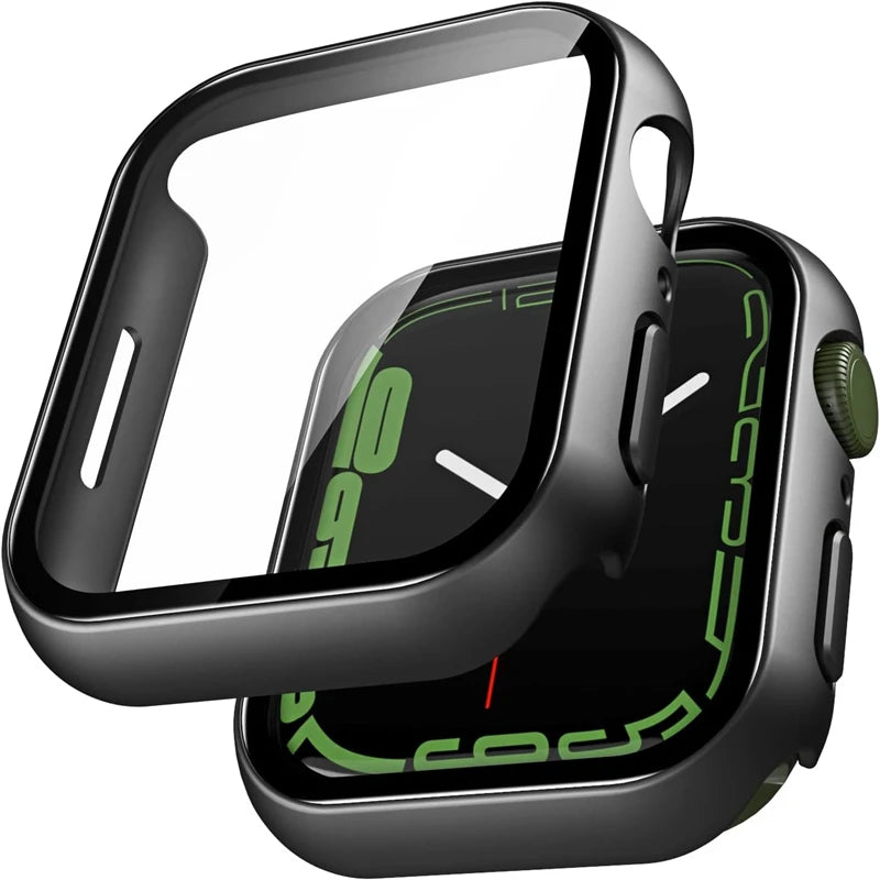 Glass+Cover For Apple Watch case 9 8 7 6 SE 5 iWatch Accessorie Screen Protector Apple watch serie 44mm 40mm 41mm 45mm 42mm 38mm
