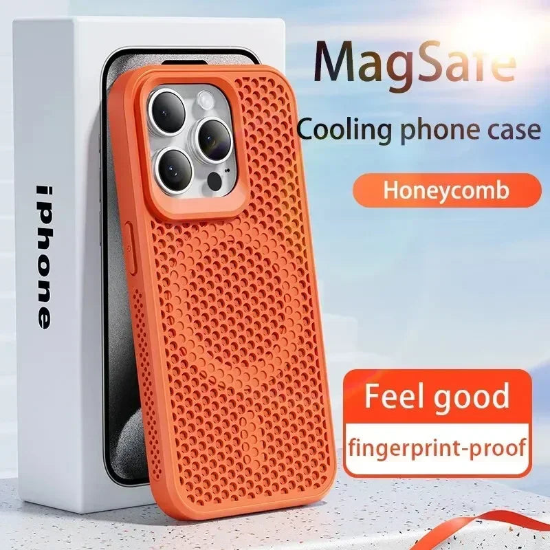 Cooling Heat Dissipation Phone Case For iPhone 17 18 16 15 14 13 12 11 Pro Max Breathable Hard Back Magnetic Cover For Magsafe