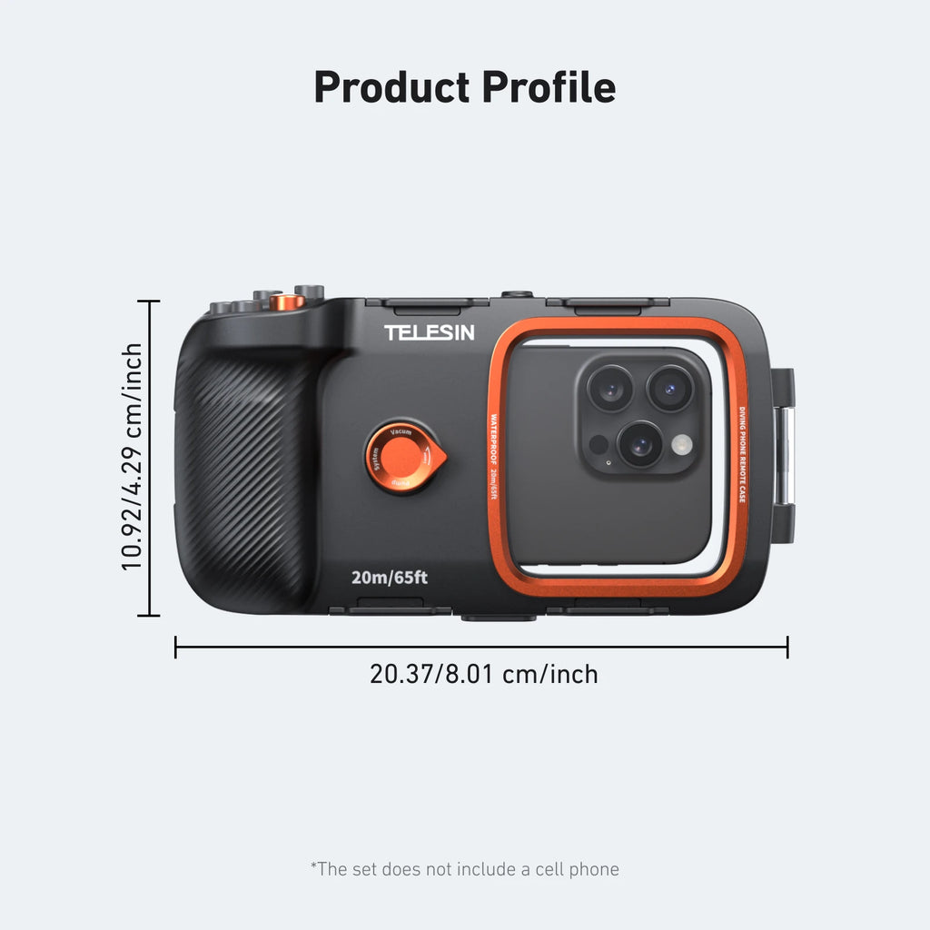 TELESIN Diving Waterproof Phone Case Universal Phone Camera Shoot Hand Grip Holder Shooting Aid Remote Control Handle