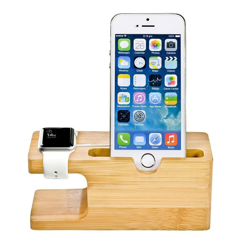 Charging Dock for Apple Watch Phone Stand Station Wood Base Charger Holder for Apple Watch IWatch IPhone Bamboo