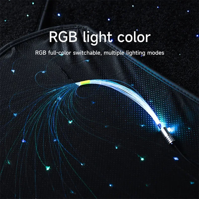 4PCS/SET RGB Fiber Optic Twinkle Stars Car Mats WaterProof Star Light USB Car LED Rugs APP Control Decoration Atmosphere Light