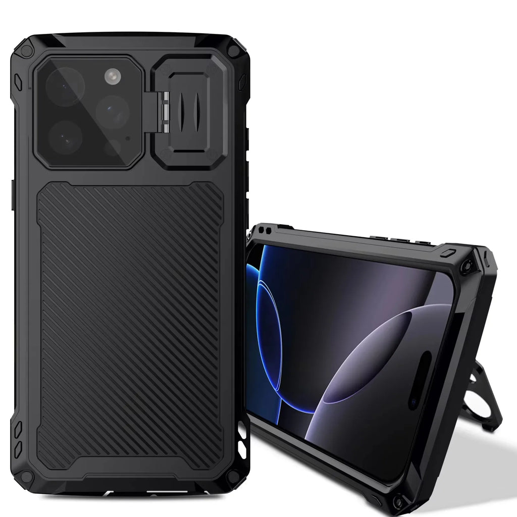 Built-in Magnetic Aluminum Metal Phone Case For iPhone 16 15 Plus 14 Pro Max Shockproof Heavy Duty Screen Lens Protection Cover
