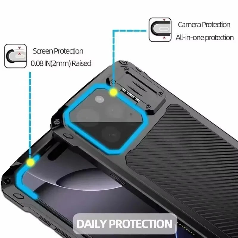 Built-in Magnetic Aluminum Metal Phone Case For iPhone 16 15 Plus 14 Pro Max Shockproof Heavy Duty Screen Lens Protection Cover