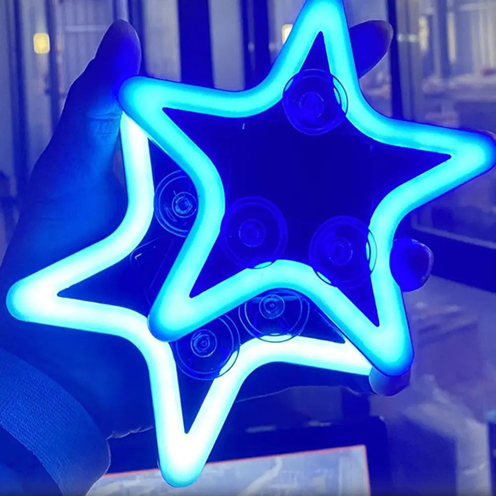 Solar Powered Solar Car Window Lights Car Accessories Star Shaped Wireless Star Car Lights Auto On Off Car Atmosphere Lights