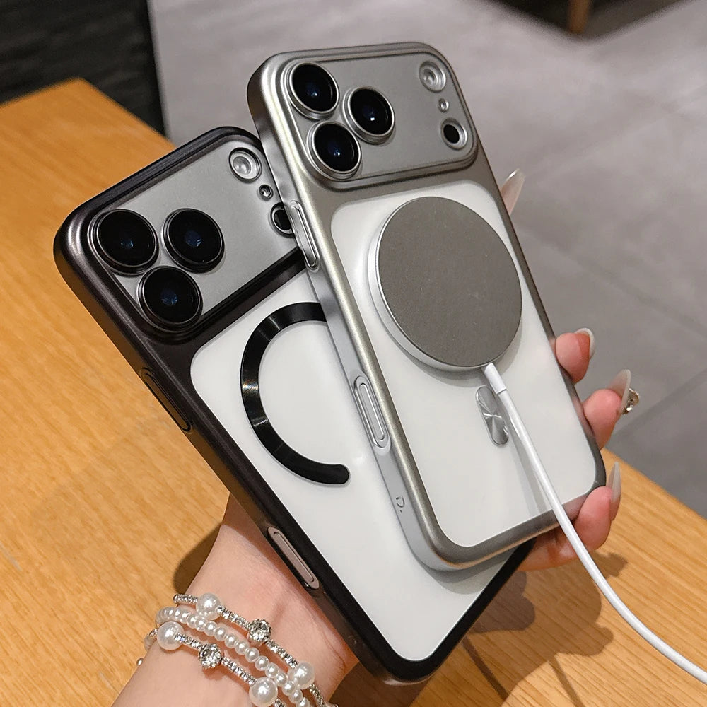 Luxury Matte Translucent Magnetic Phone Case For iPhone 17 Pro Max 17Pro Air Cases For Magsafe Wireless Charging Protector Cover