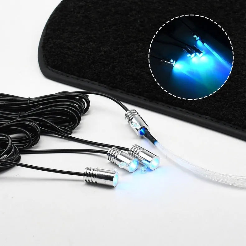 4PCS/SET RGB Fiber Optic Twinkle Stars Car Mats WaterProof Star Light USB Car LED Rugs APP Control Decoration Atmosphere Light