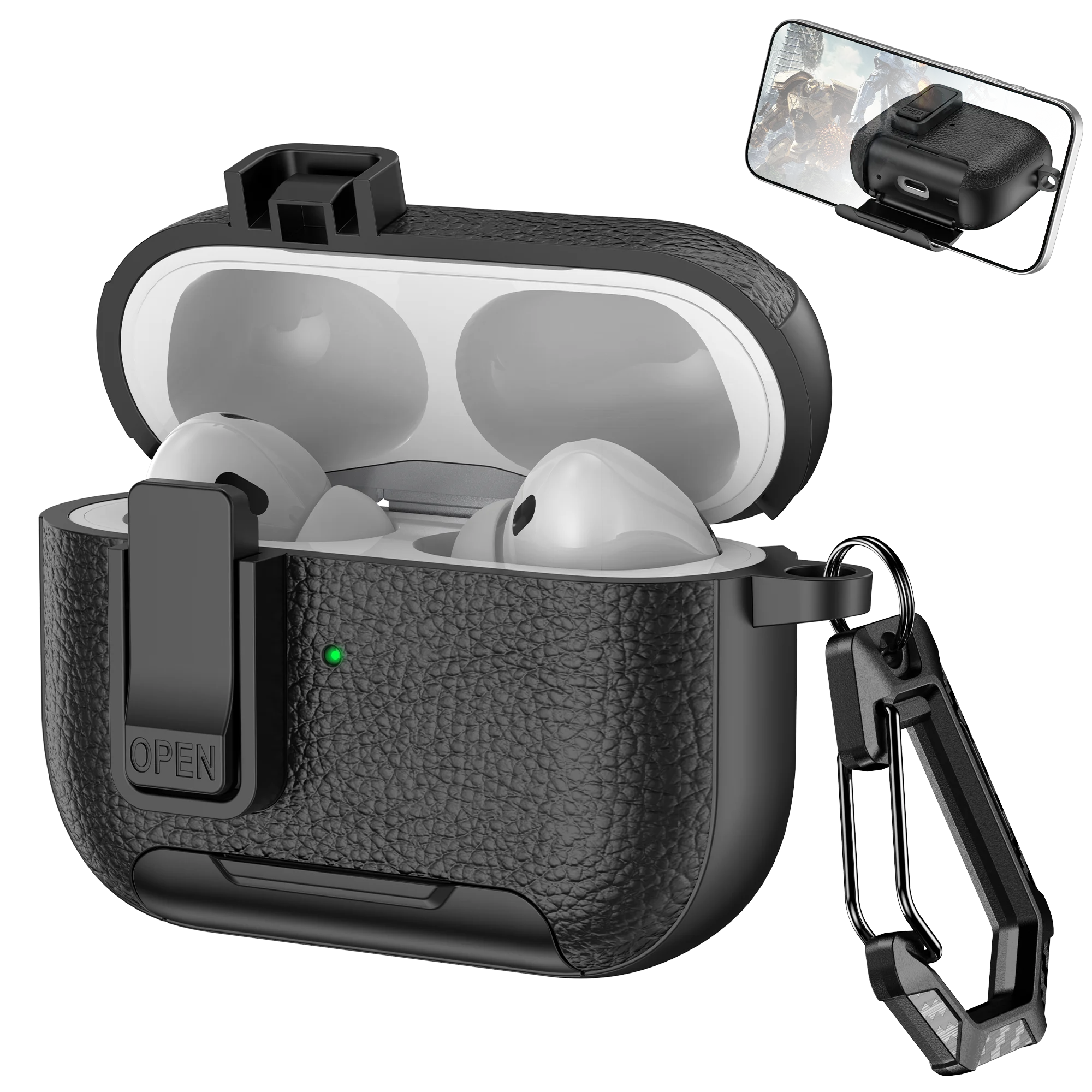 Phone Holder cortex Case For AirPods Pro 3  Bluetooth headset Cover For AirPods Pro 2 or AirPods 1 2 3 4 Pro Case With Hook