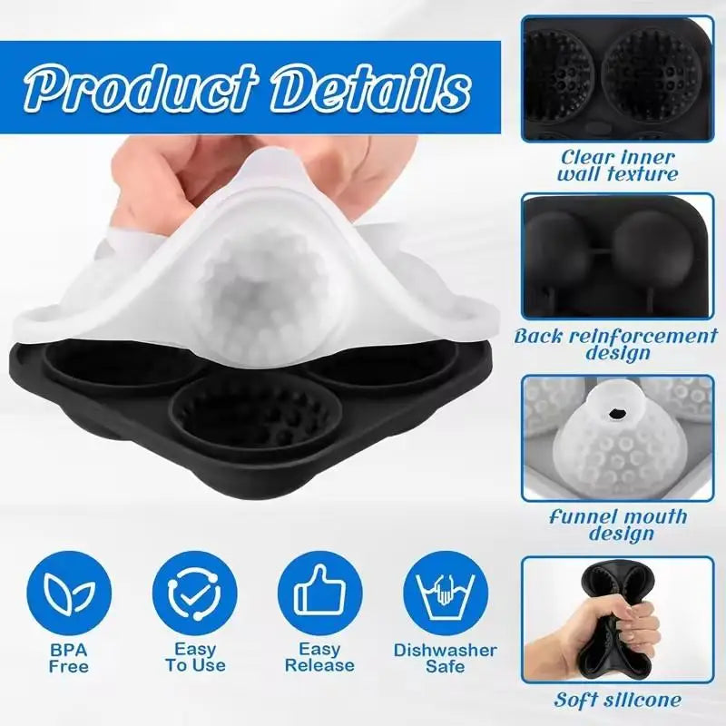 Diamond-shaped crystal ball ice mold, large spherical silicone round ice mold, fun shaped ice cube tray with transparent funnel-