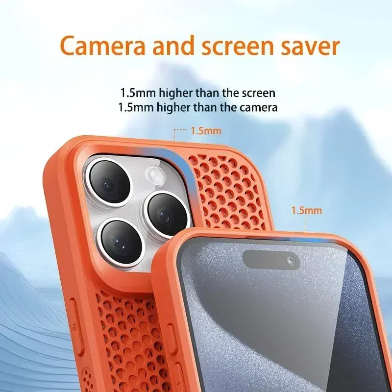 Cooling Heat Dissipation Phone Case For iPhone 17 18 16 15 14 13 12 11 Pro Max Breathable Hard Back Magnetic Cover For Magsafe